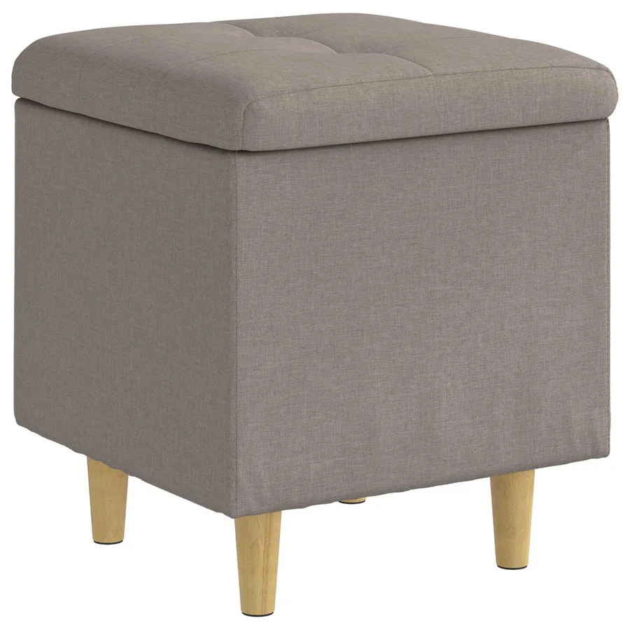 Pouf de rangement avec coussin Taupe 40 x 40 x 45 cm tissu - 2