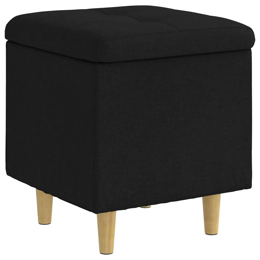 Pouf de rangement avec coussin Noir 40 x 40 x 45 cm tissu - 2