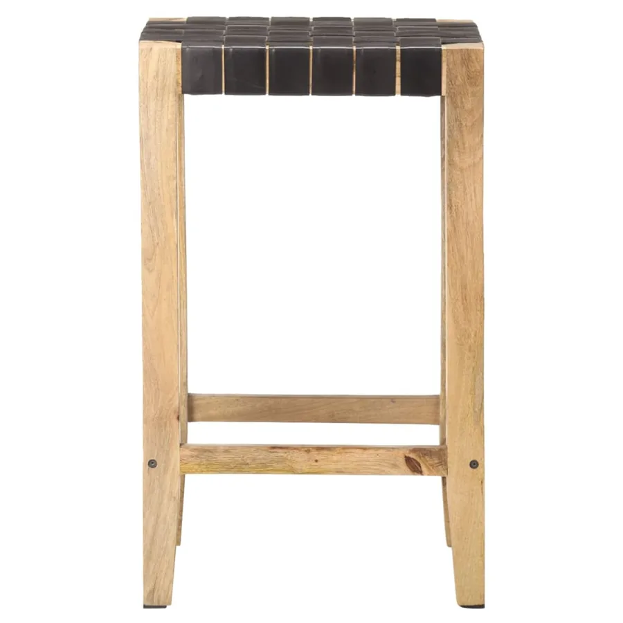 Tabourets de bar lot de 2 noir cuir véritable 75 cm - 3
