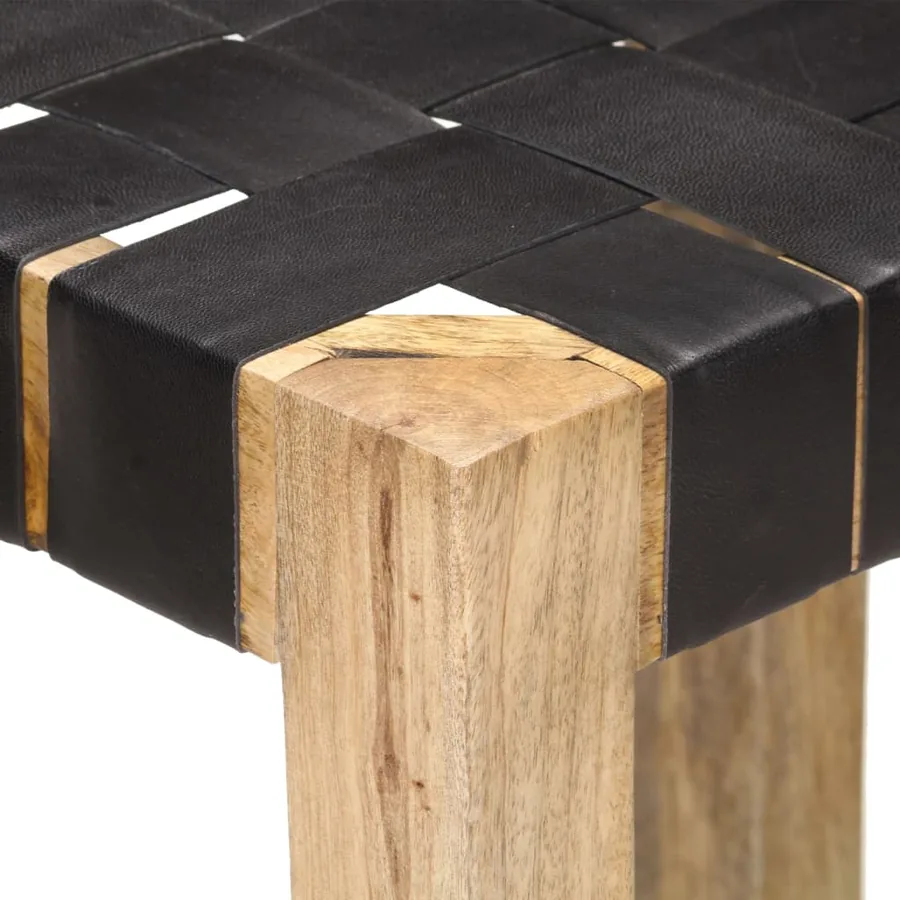 Tabourets de bar lot de 2 noir cuir véritable 75 cm - 5