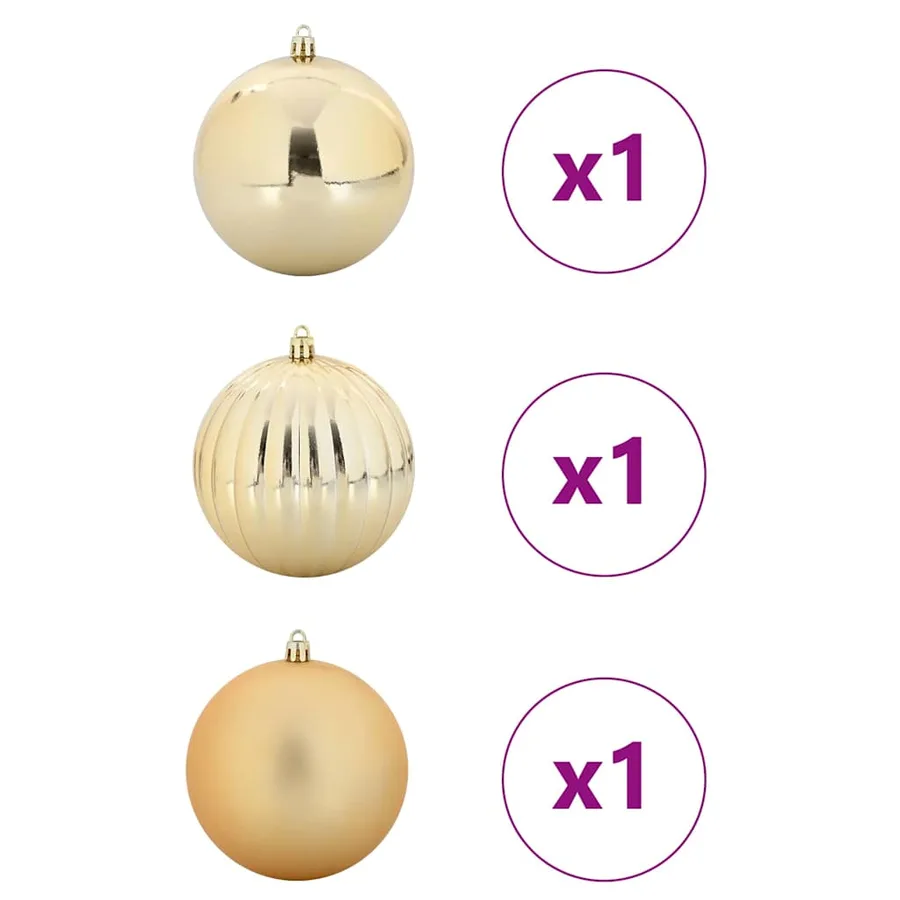 Ensemble de Boules de Noël XXL 3 pcs Doré Ø 25 cm Plastique LED - 3