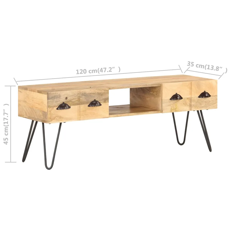Meuble TV 120x35x45 cm Bois solide de manguier - 5