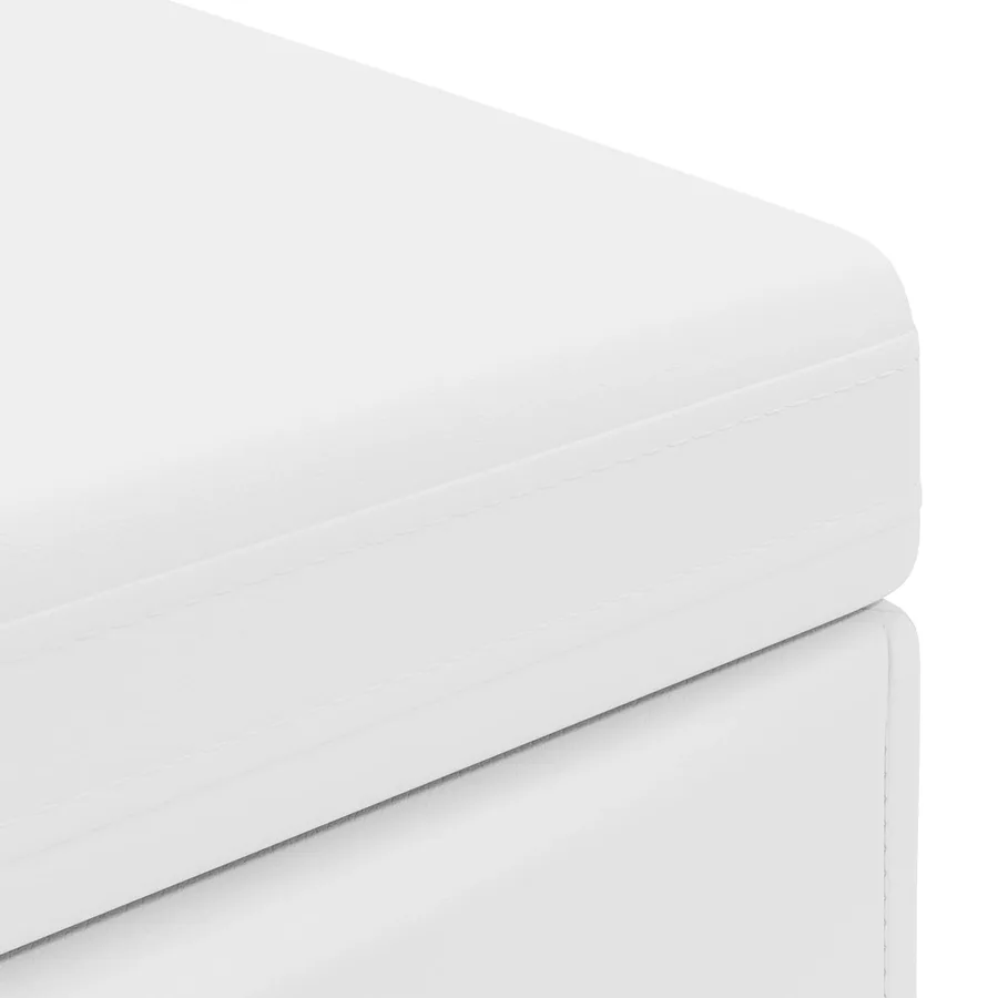 Tabouret Blanc Cuir Synthétique et Bois Composite - 5