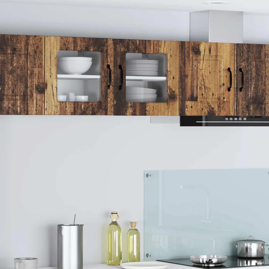 Cabinet en verre mural PORTO Bois ancien 40 x 31 x 40 cm