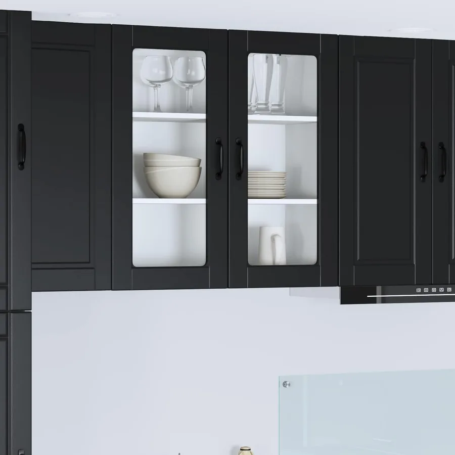 Cabinet en verre mural PORTO Noir 80 x 31 x 80 cm