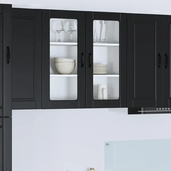 Cabinet en verre mural PORTO Noir 80 x 31 x 80 cm
