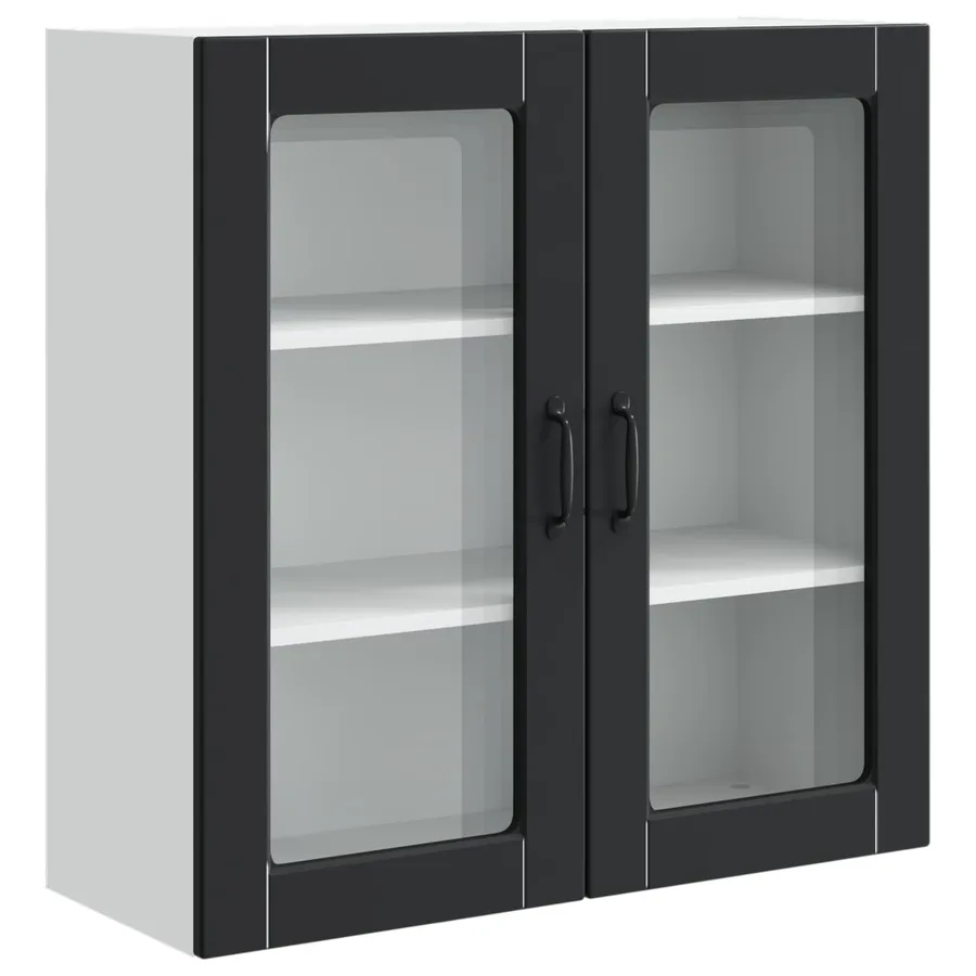 Cabinet en verre mural PORTO Noir 80 x 31 x 80 cm - 2