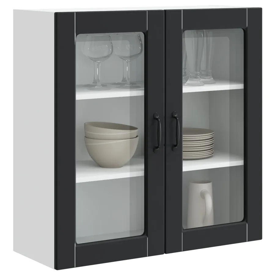Cabinet en verre mural PORTO Noir 80 x 31 x 80 cm - 3