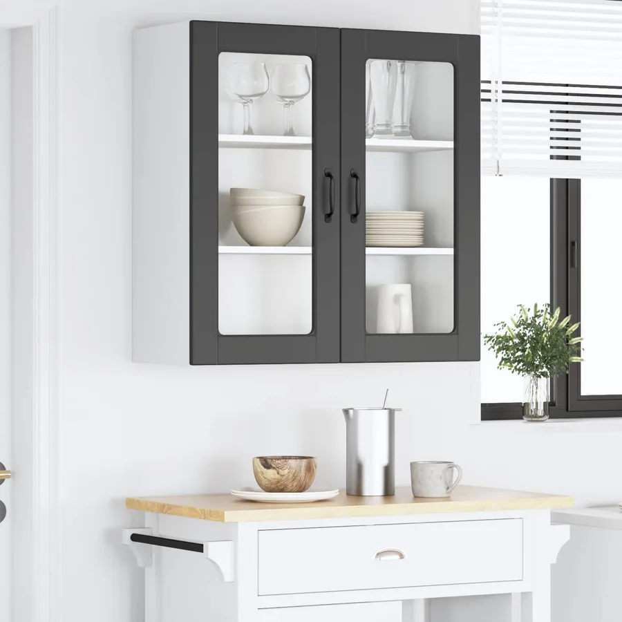 Cabinet en verre mural PORTO Noir 80 x 31 x 80 cm - 4