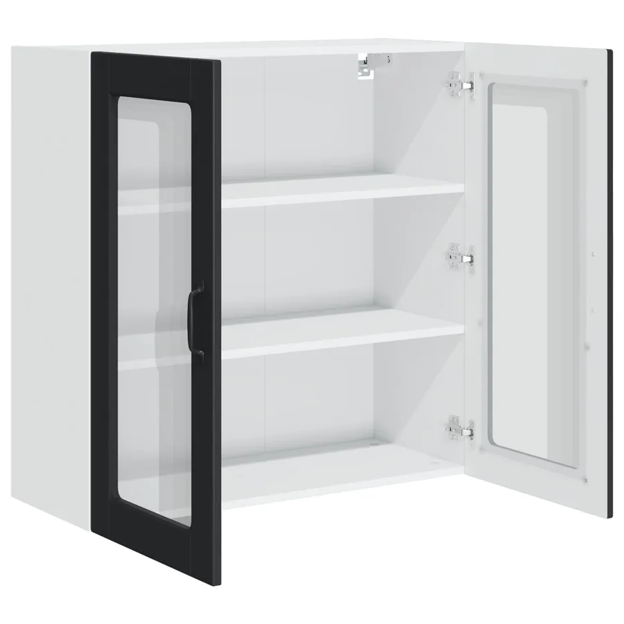 Cabinet en verre mural PORTO Noir 80 x 31 x 80 cm - 5