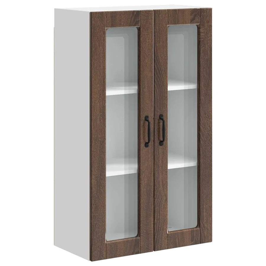 Cabinet en verre mural PORTO Chêne brun 60 x 31 x 100 cm - 2