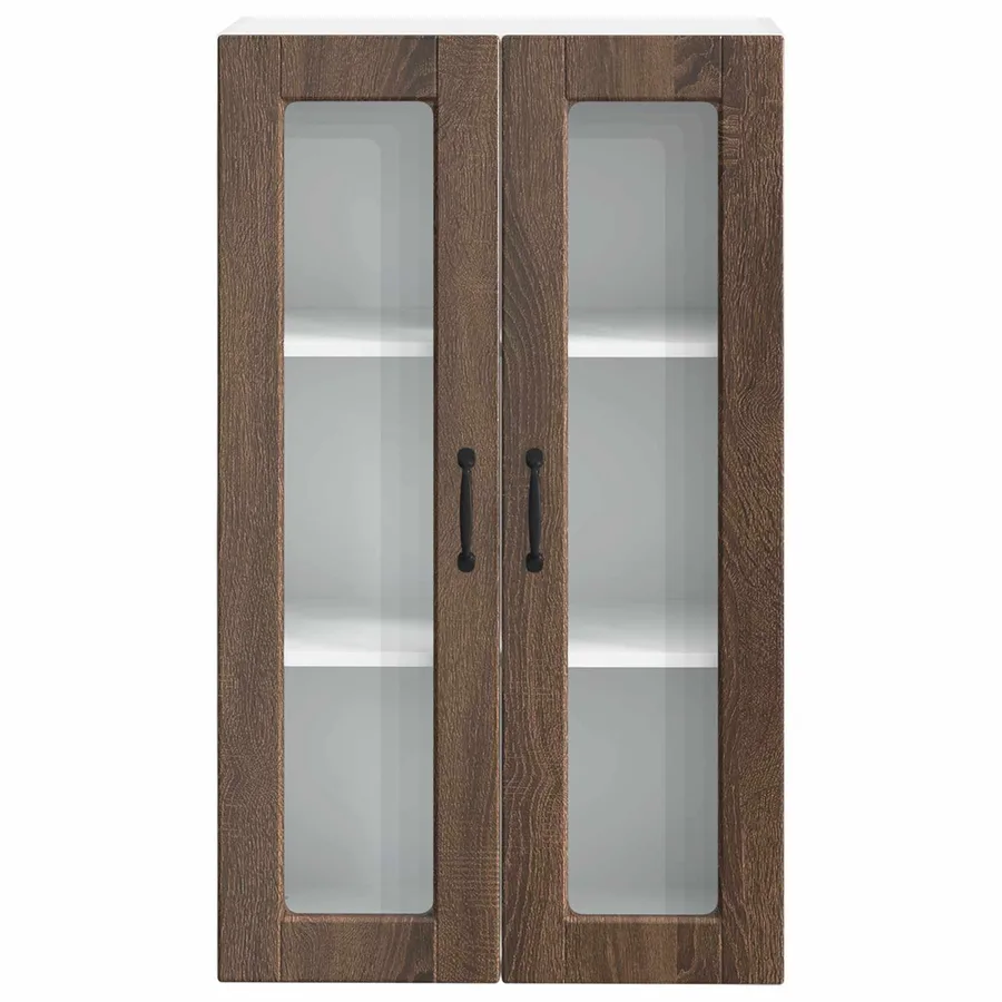 Cabinet en verre mural PORTO Chêne brun 60 x 31 x 100 cm - 6