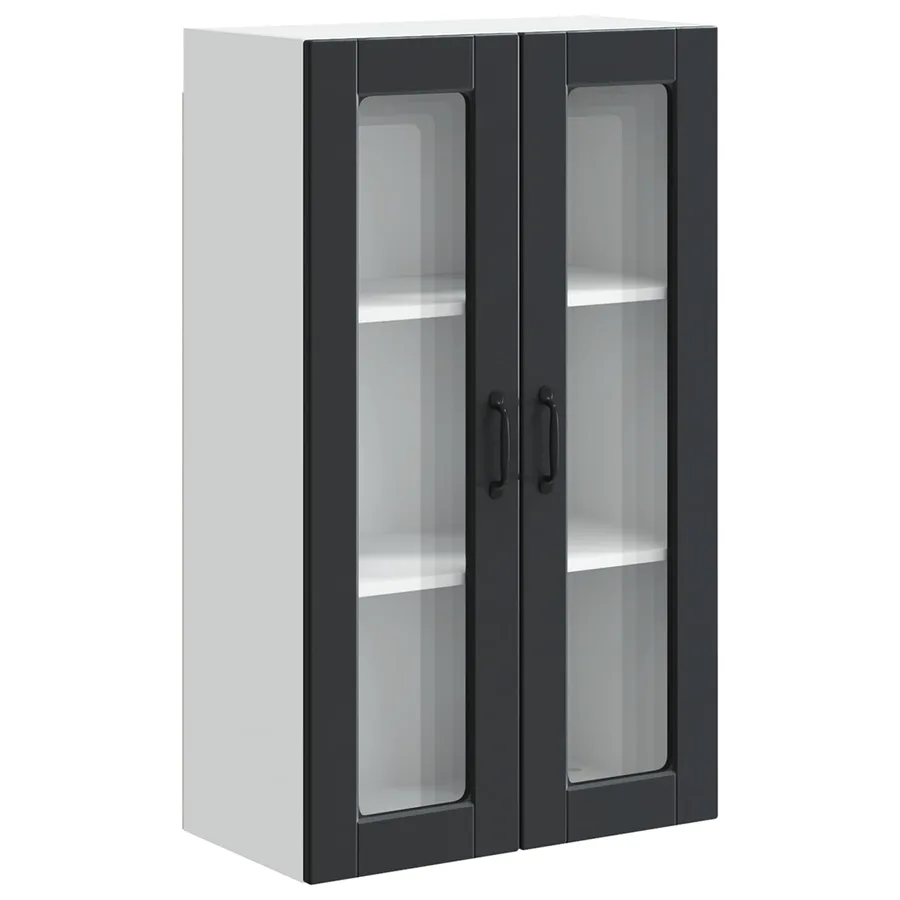 Cabinet en verre mural PORTO Noir 60 x 31 x 100 cm - 2