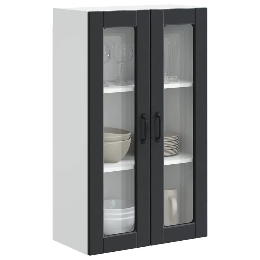 Cabinet en verre mural PORTO Noir 60 x 31 x 100 cm - 3