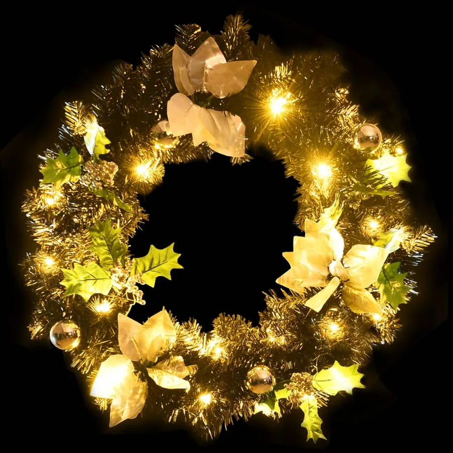 Couronne de Noël avec lumières LED Noir 60 cm PVC - 4