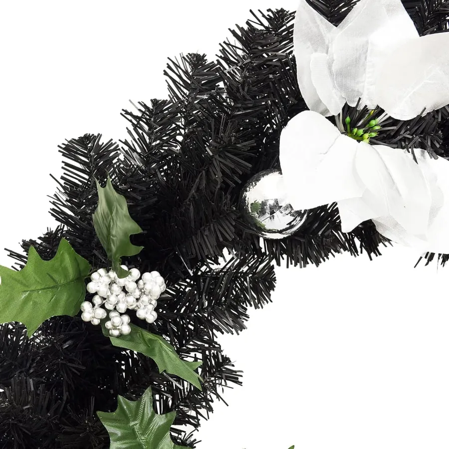 Couronne de Noël avec lumières LED Noir 60 cm PVC - 5
