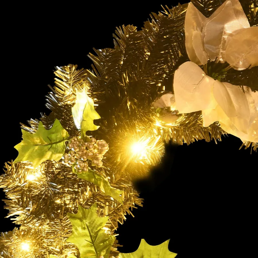 Couronne de Noël avec lumières LED Noir 60 cm PVC - 6