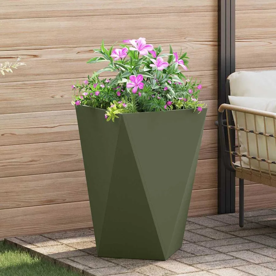 Jardinière Vert olive 50 x 50 x 75 cm Acier