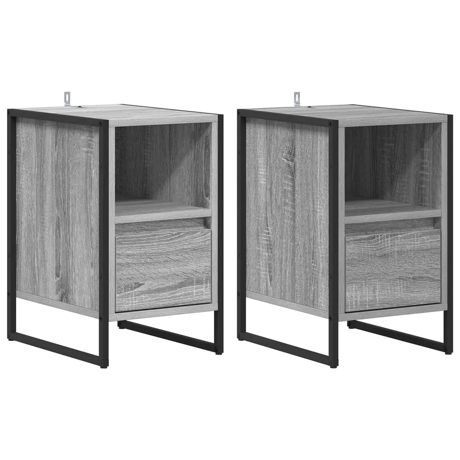 Table de chevet avec tiroir 2 pcs Gris Sonoma 39,5 x 30 x 50 cm - 2