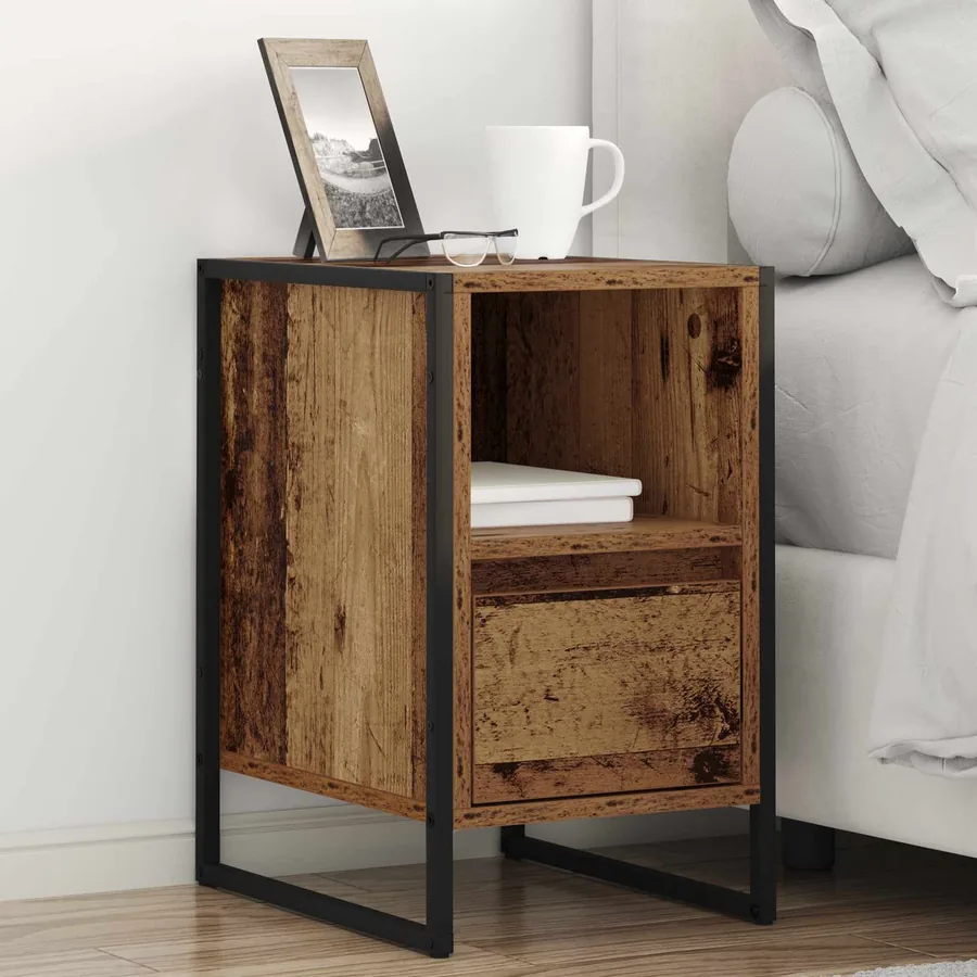 Table de chevet avec tiroir 2 pcs Bois Ancien 39,5 x 30 x 50 cm