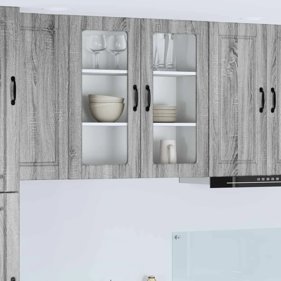 Cabinet en verre mural PORTO Gris Sonoma 80 x 31 x 80 cm