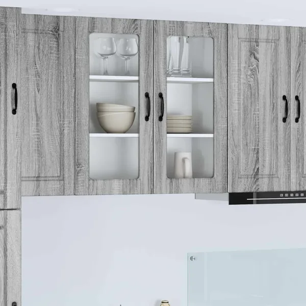Cabinet en verre mural PORTO Gris Sonoma 80 x 31 x 80 cm