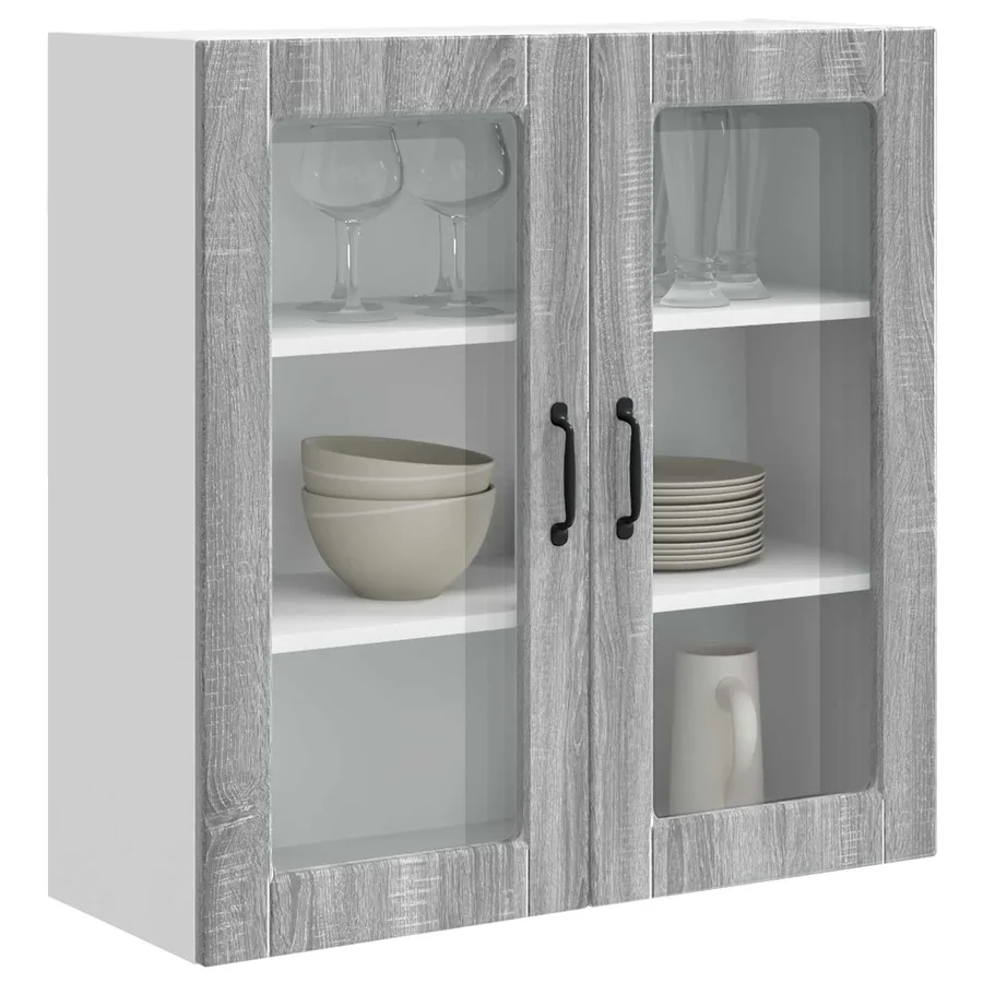 Cabinet en verre mural PORTO Gris Sonoma 80 x 31 x 80 cm - 3