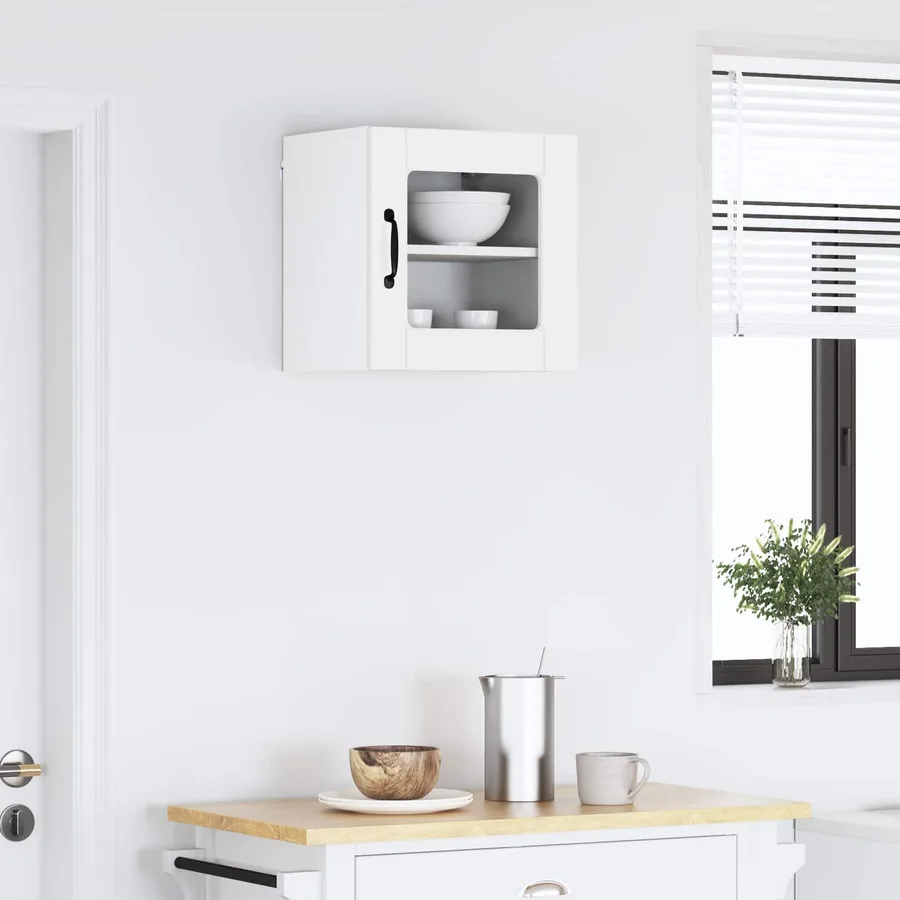 Cabinet en verre mural PORTO Blanc brillant 40 x 31 x 40 cm - 4