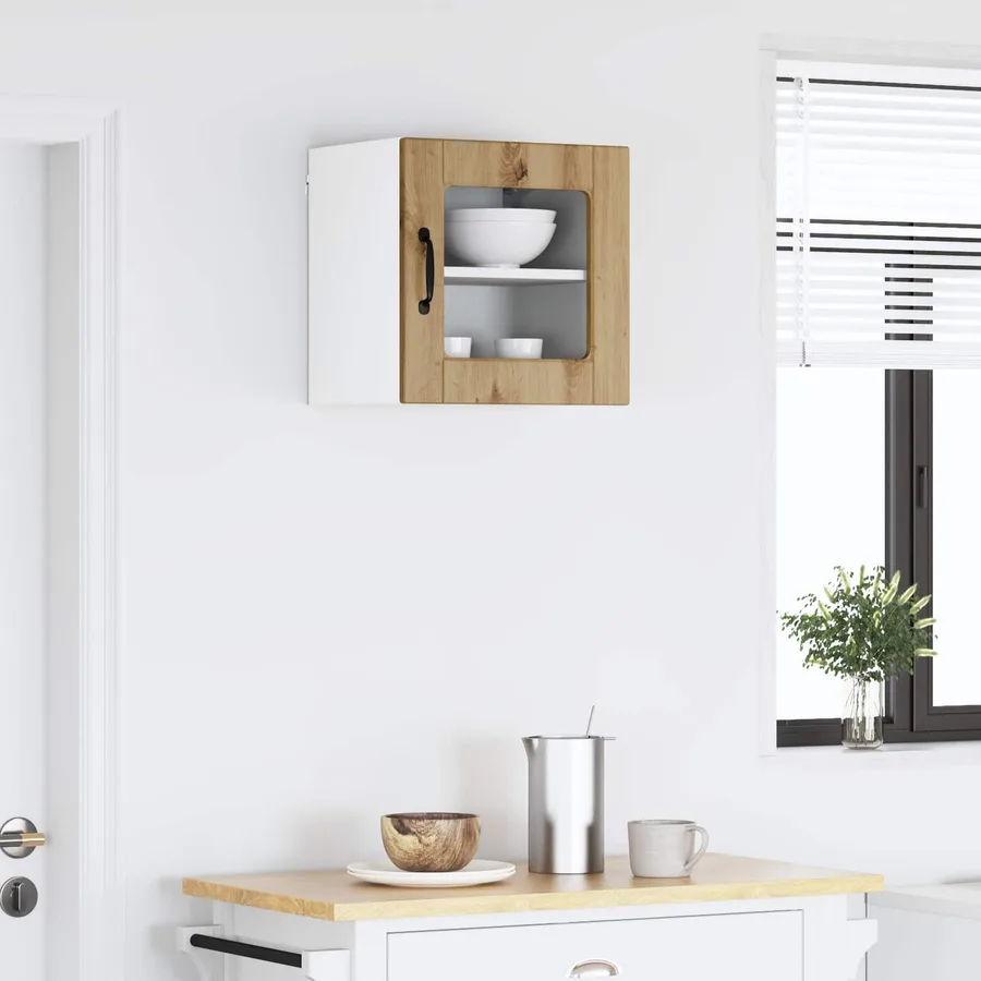 Cabinet en verre mural PORTO Chêne artisanal 40 x 31 x 40 cm - 4