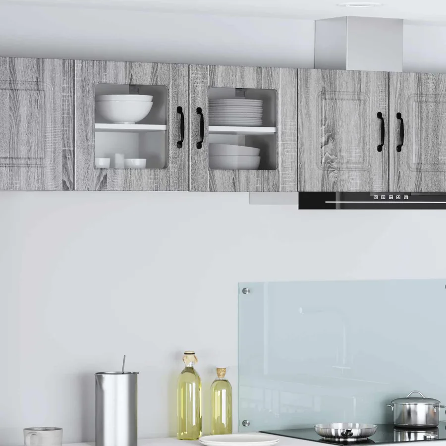 Armoire en verre mural PORTO 2 pcs Gris Sonoma 40 x 31 x 40 cm
