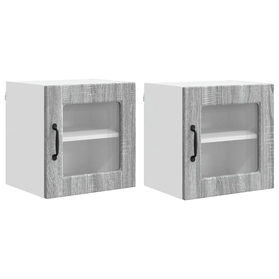 Armoire en verre mural PORTO 2 pcs Gris Sonoma 40 x 31 x 40 cm - 2