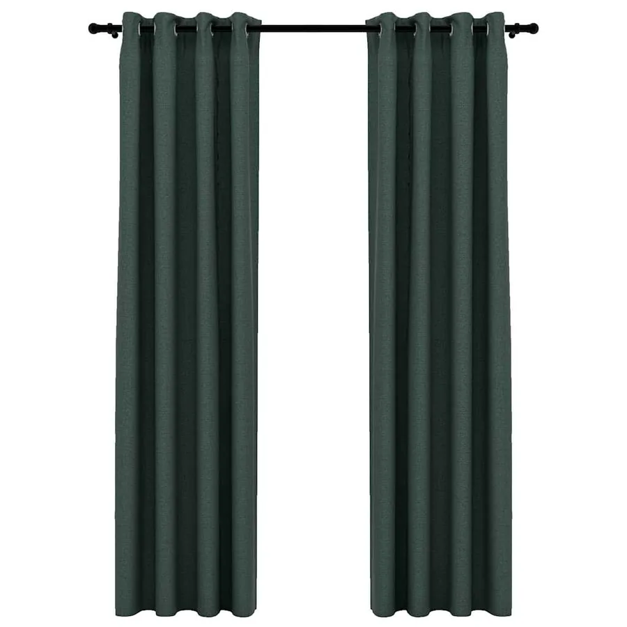 Rideaux occultants Aspect lin avec œillets 2 pcs Vert 140x225cm - 2