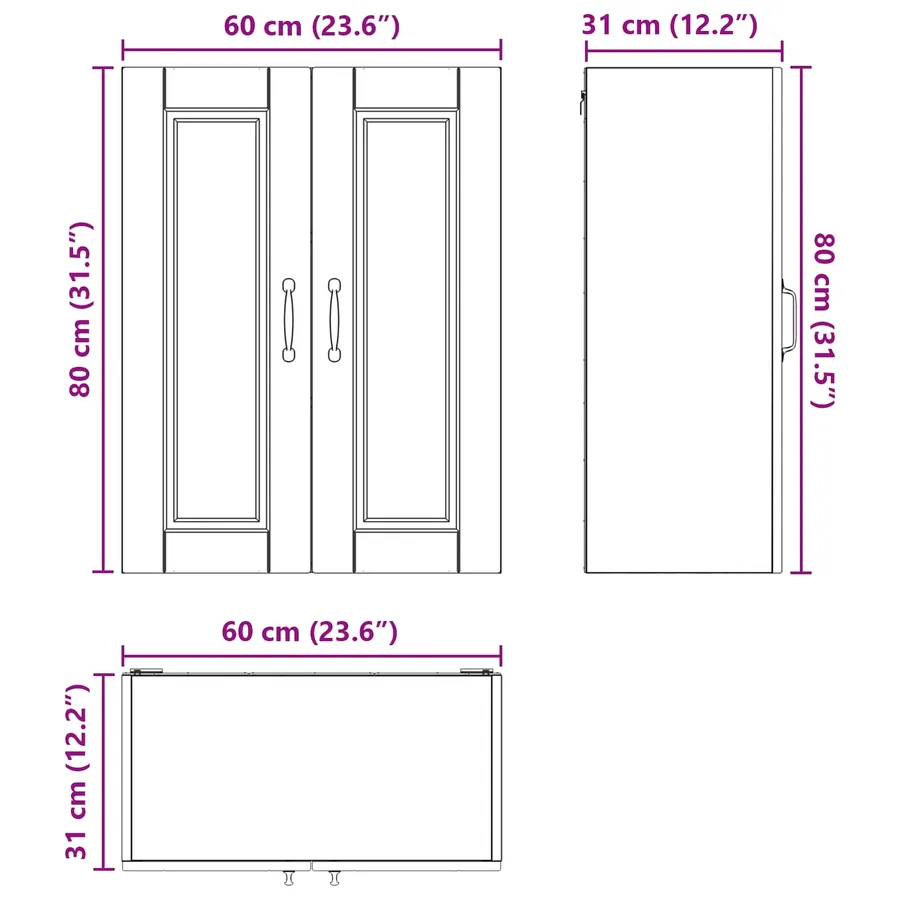 Meuble mural PORTO Blanc brillant 60 x 31 x 80 cm - 13