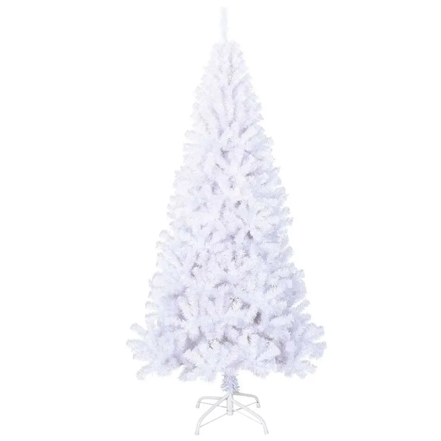 Arbre de Noël artificiel avec branches épaisses blanc 210cm PVC - 3