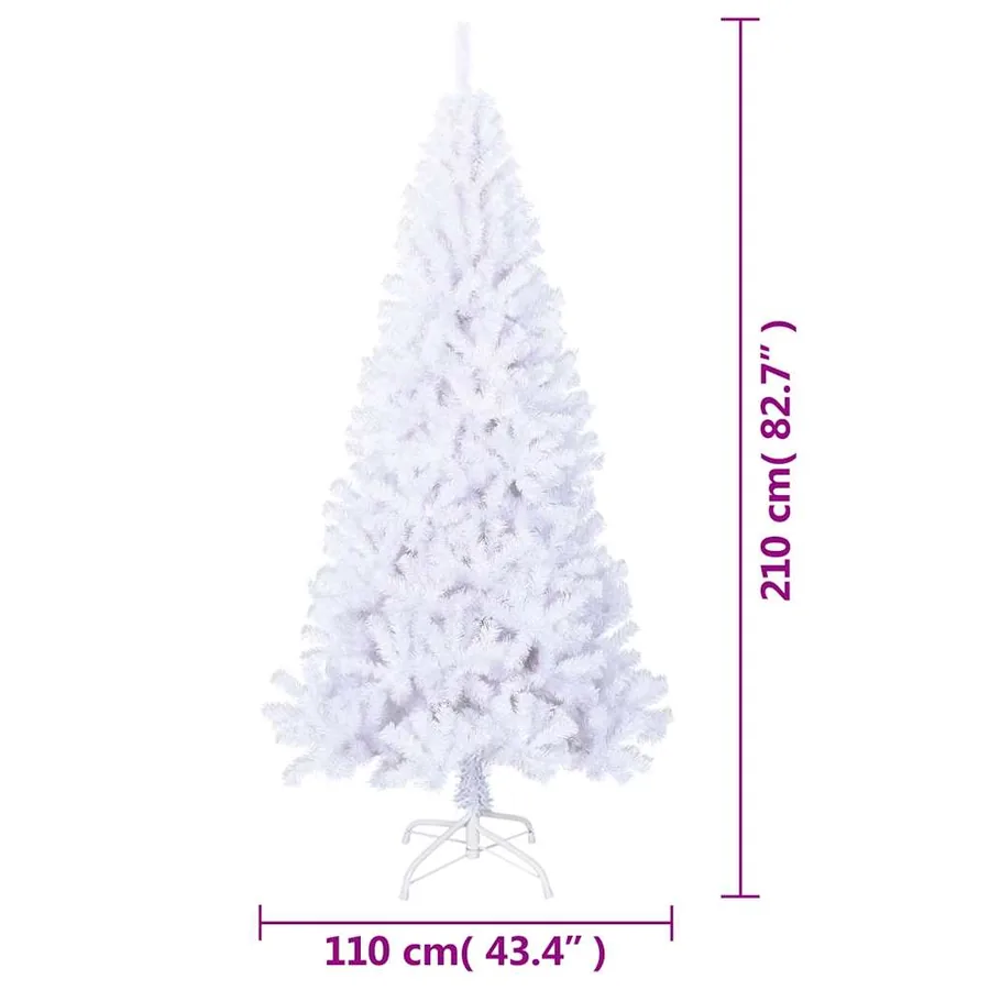 Arbre de Noël artificiel avec branches épaisses blanc 210cm PVC - 7