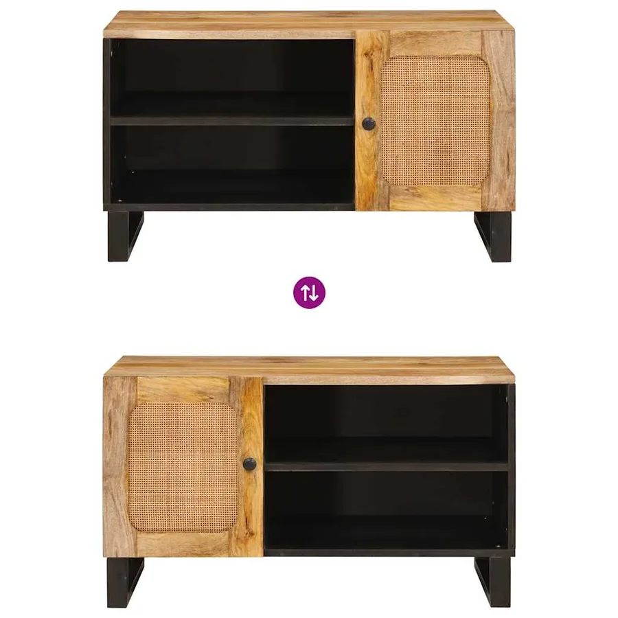 Meuble TV Marron 80 x 33 x 46 cm Bois de mangue massif - 10