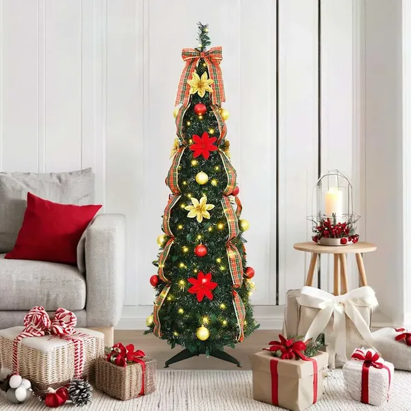 Sapin de Noël artificiel avec 100 LED Vert 155 cm PVC