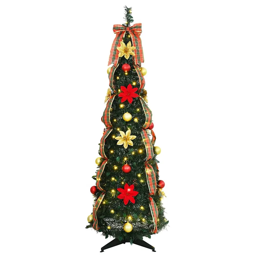 Sapin de Noël artificiel avec 100 LED Vert 155 cm PVC - 3