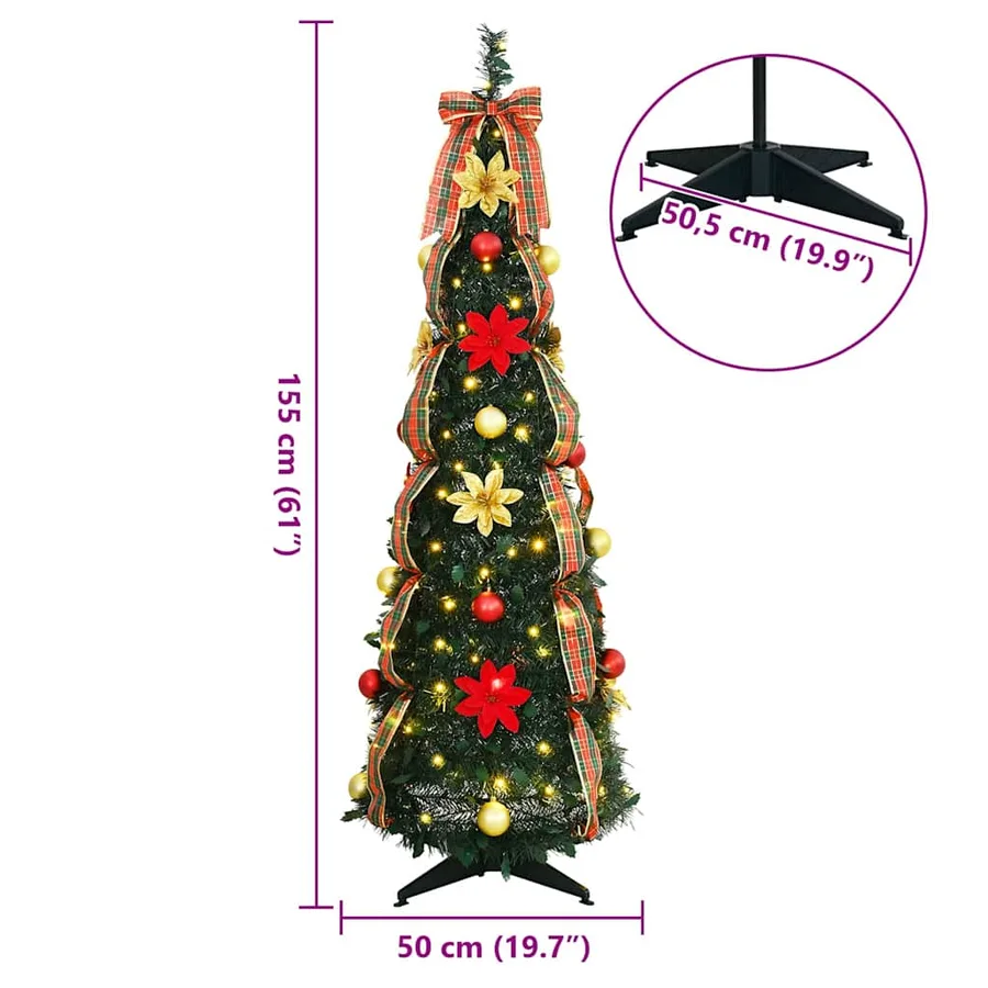 Sapin de Noël artificiel avec 100 LED Vert 155 cm PVC - 8