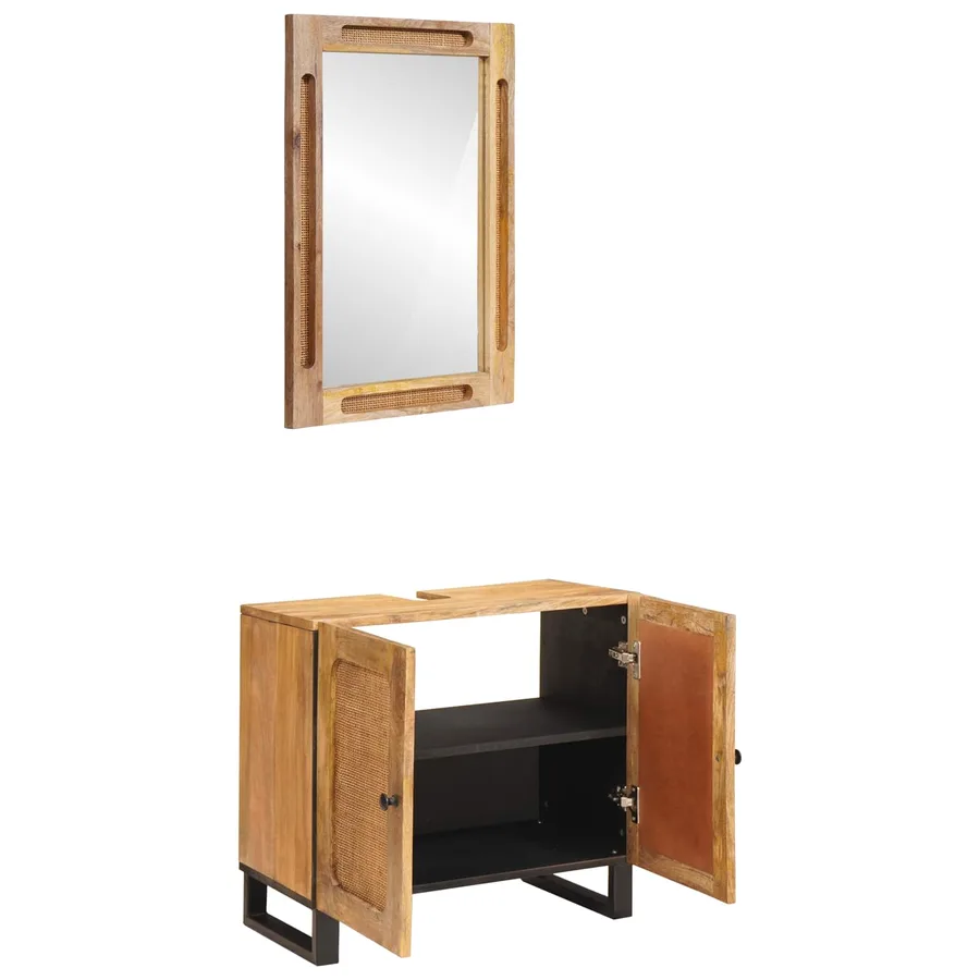 Ensembles de salle de bain 2 pcs Marron Bois de mangue massif - 2