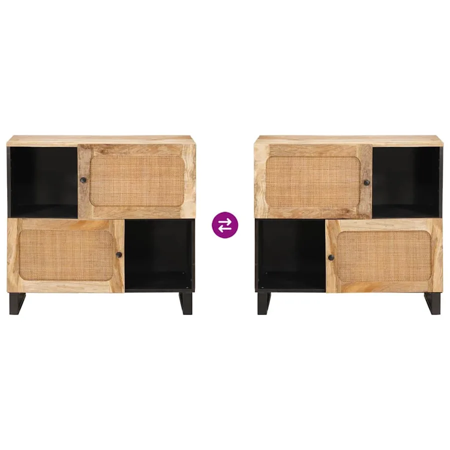 Buffet avec porte Marron 80 x 33 x 75 cm Bois de mangue massif - 10