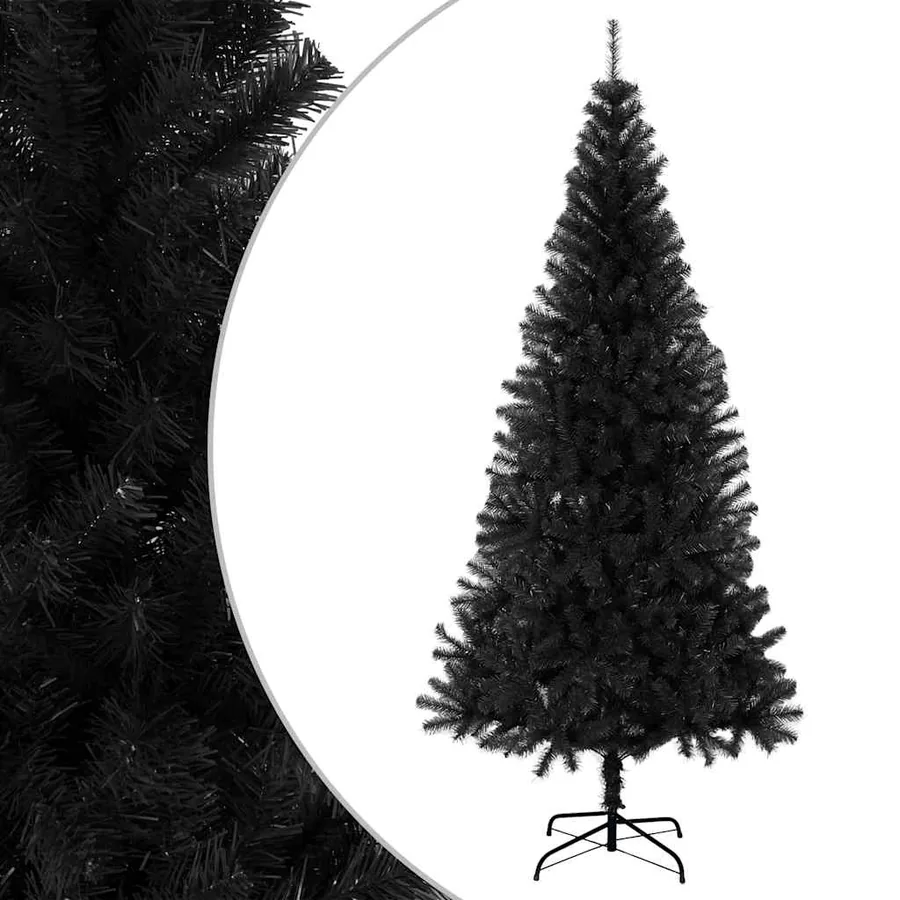 Sapin de Noël artificiel avec support noir 210 cm PVC