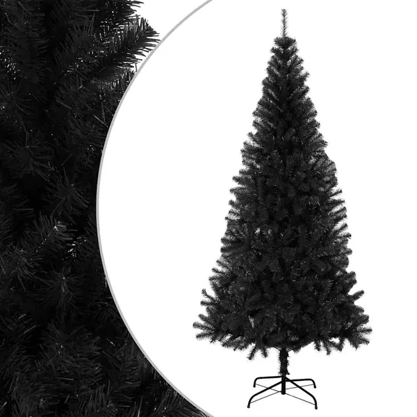 Sapin de Noël artificiel avec support noir 210 cm PVC