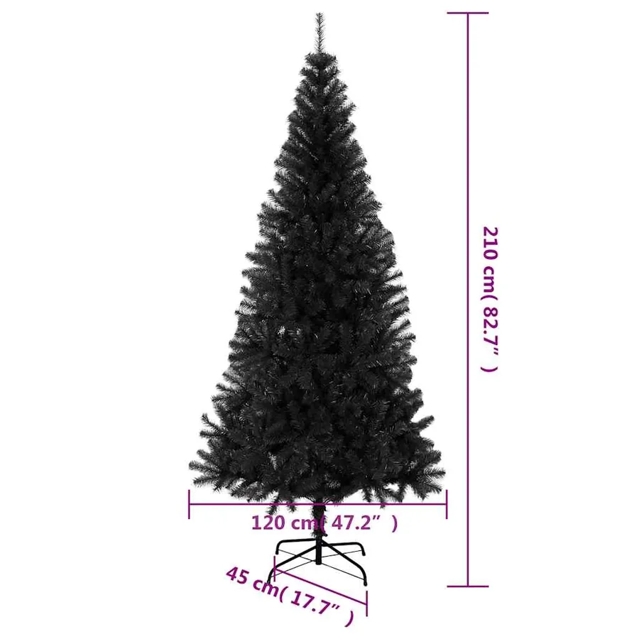 Sapin de Noël artificiel avec support noir 210 cm PVC - 7