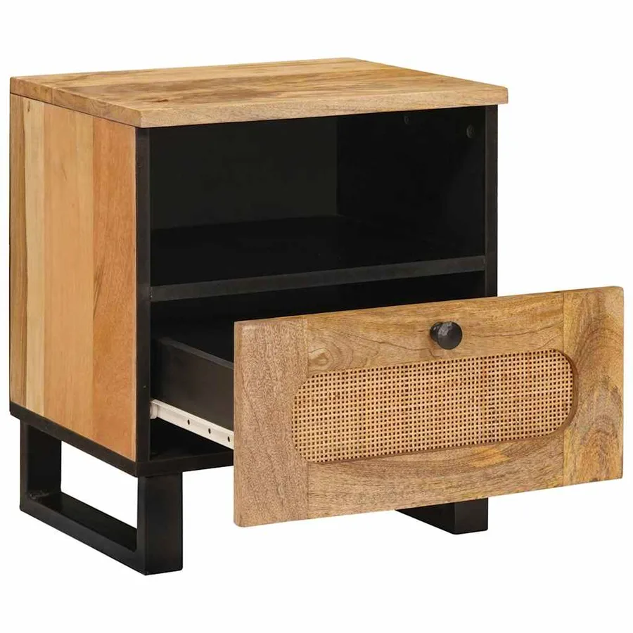 Cabinet de chevet Naturel 40 x 33 x 46 cm Bois de mangue massif - 2