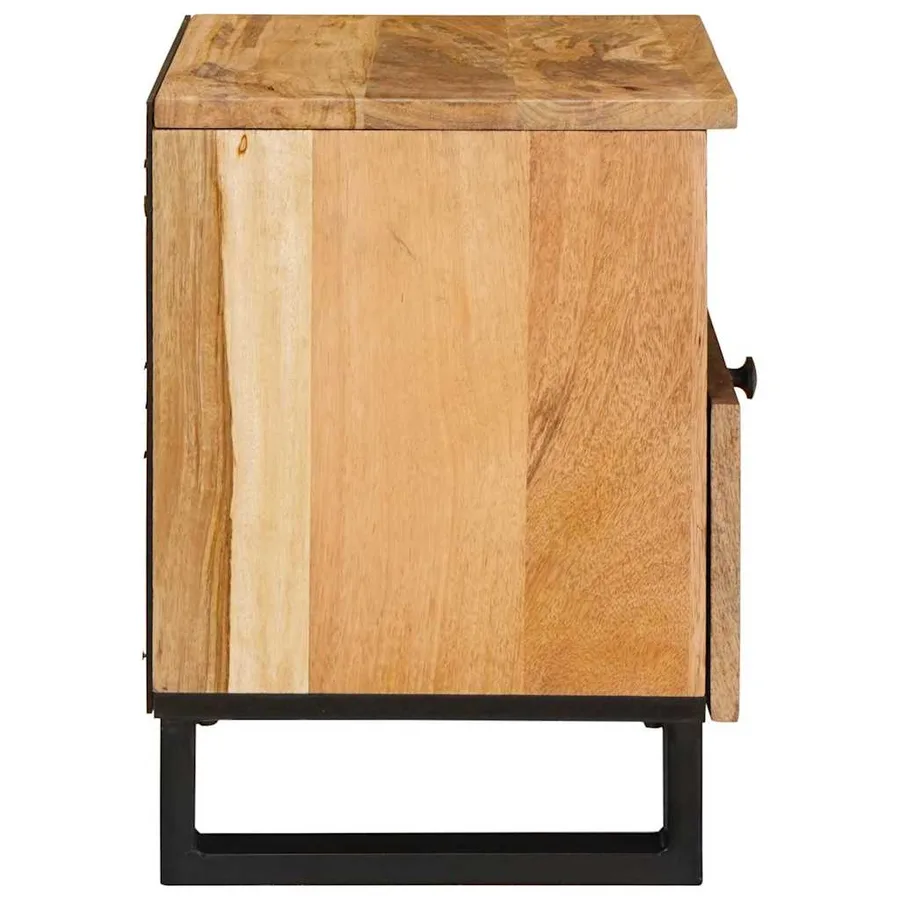 Cabinet de chevet Naturel 40 x 33 x 46 cm Bois de mangue massif - 4