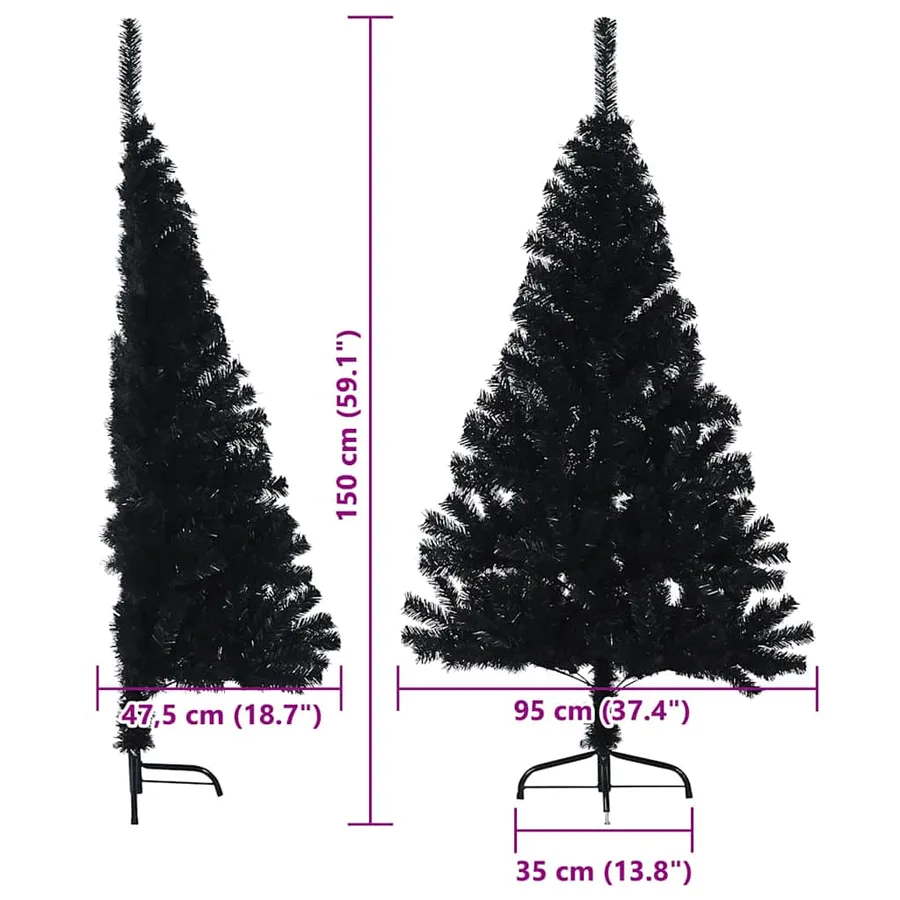Sapin de Noël artificiel pré-éclairé Noir 150 cm PVC - 20