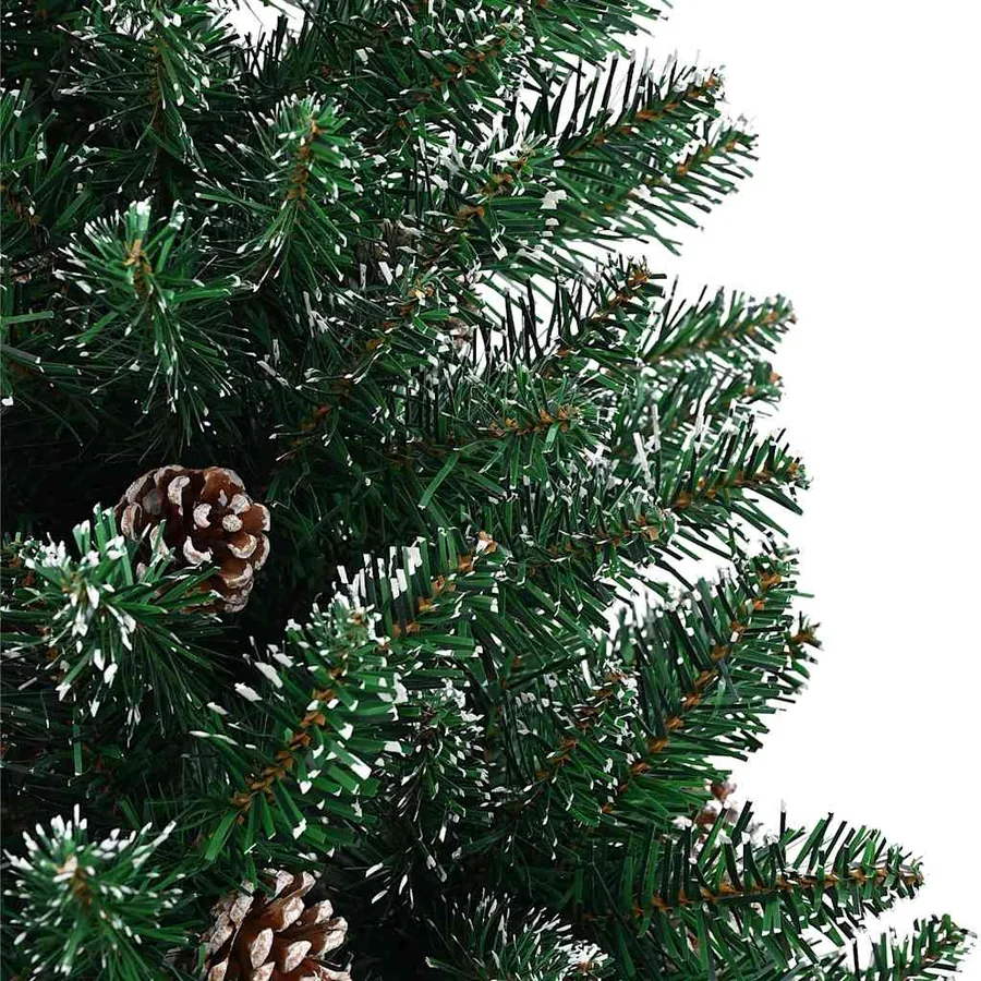 Sapin de Noël mince bois véritable et neige blanche vert 210 cm - 6