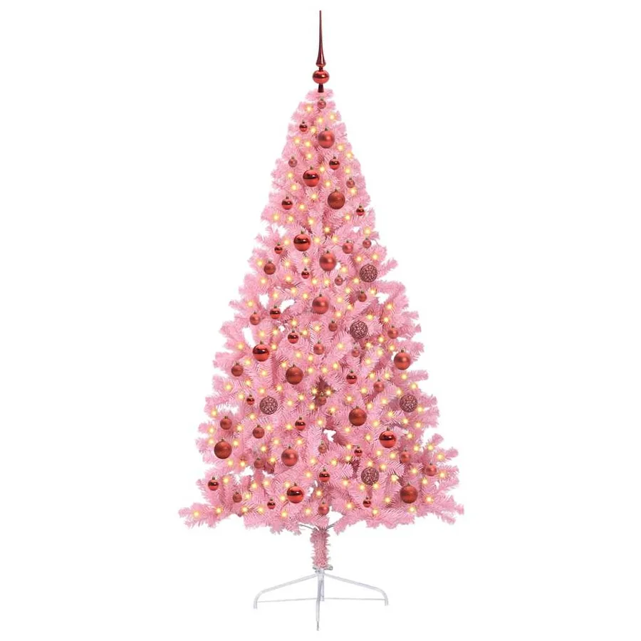 Sapin de Noël artificiel pré-éclairé Rose 180 cm PVC - 3