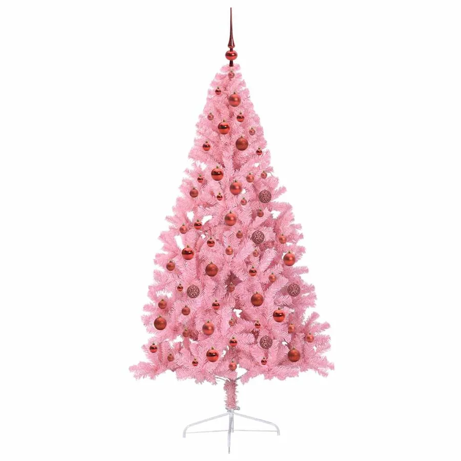 Sapin de Noël artificiel pré-éclairé Rose 180 cm PVC - 4